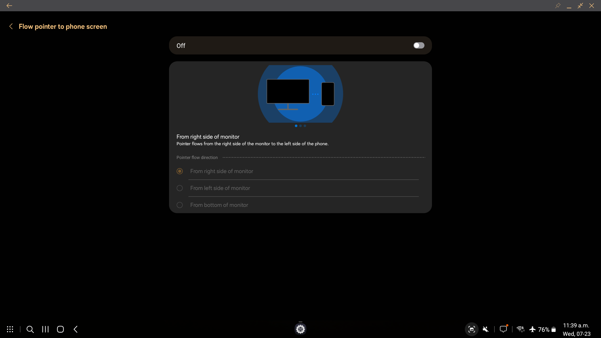Flow pointer to phone screen settings in One UI 7
