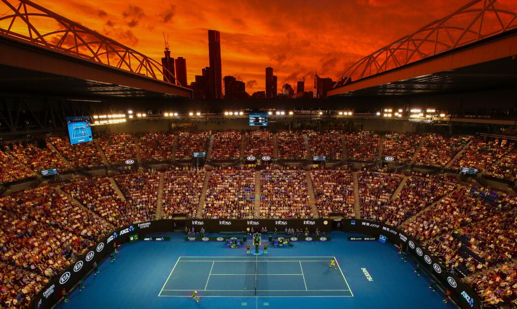 A view of Rod Laver Arena during Alex de Minaur and Rafael Nadal's match in 2019