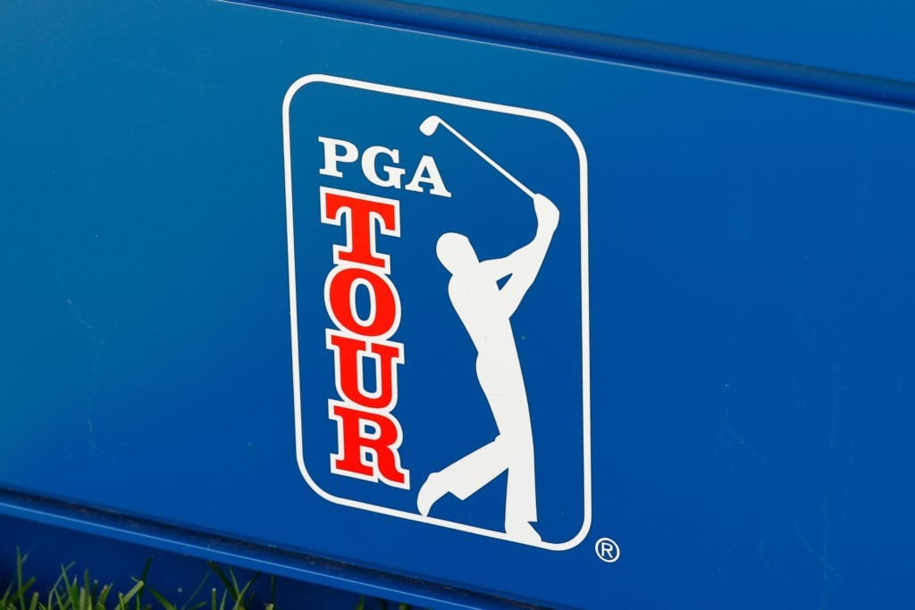 An image of the PGA Tour logo ahead of the Travelers Championship in 2023