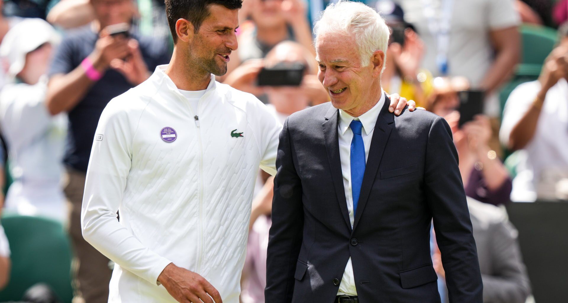 John McEnroe responds when asked if he thinks Novak Djokovic will retire instantly if he wins Wimbledon this year