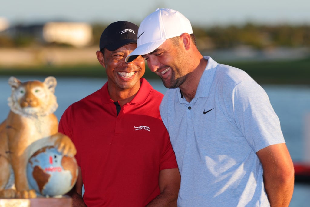 Scottie Scheffler and Tiger Woods at the 2024 Hero World Challenge
