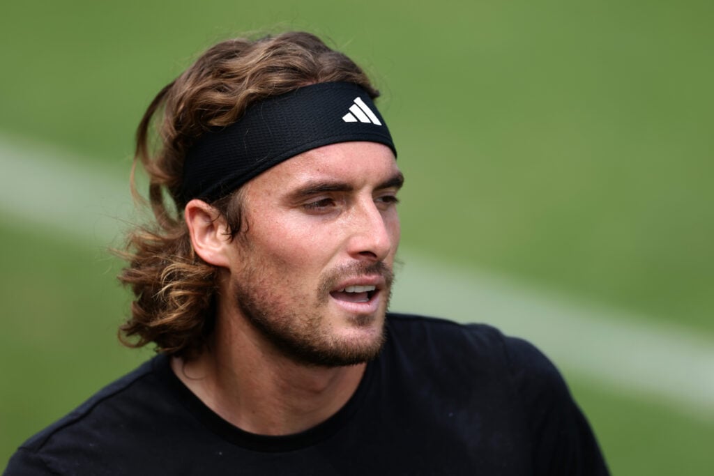 Stefanos Tsitsipas looks on ahead of the 2025 Wimbledon Championships