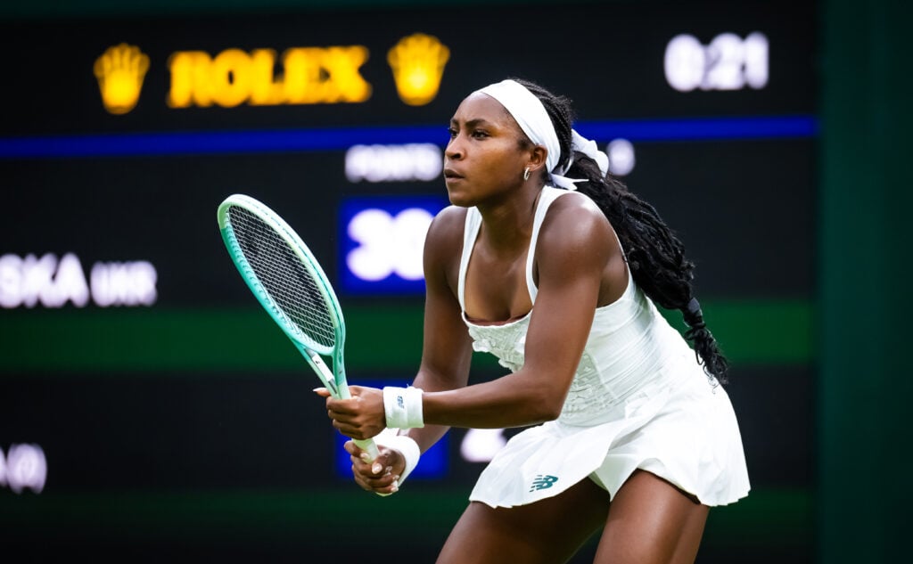 Coco Gauff of the United States in action against Dayana Yastremska.
