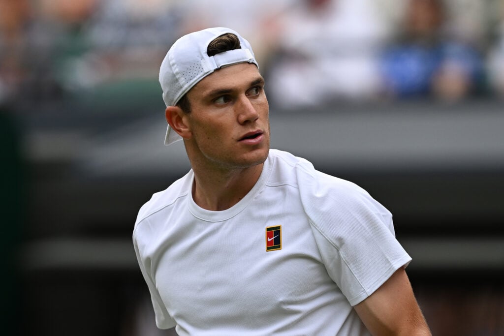 Jack Draper looks on during his second-round match at Wimbledon in 2025
