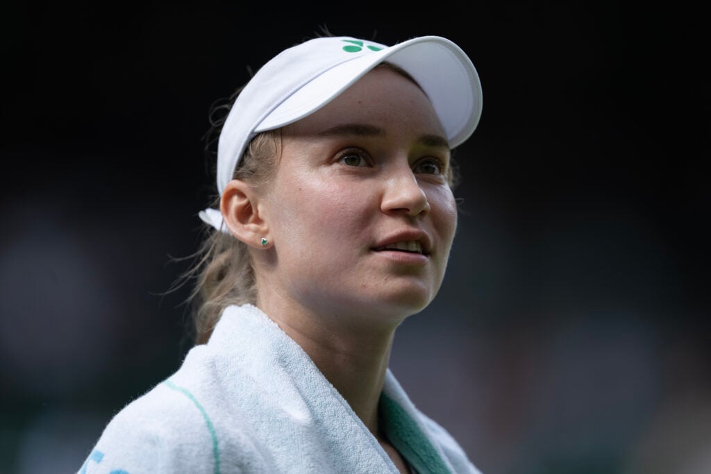 Elena Rybakina looks on after her second-round win at Wimbledon in 2025