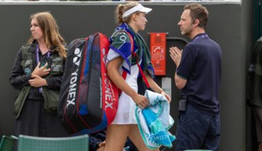 Elena Rybakina reacts to Wimbledon's decision to schedule her on Court Two as she suffers shock third-round defeat