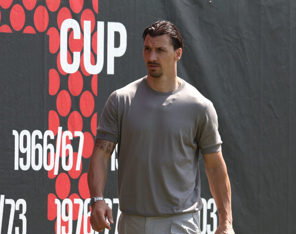 Zlatan Ibrahimovic attending AC Milan training session