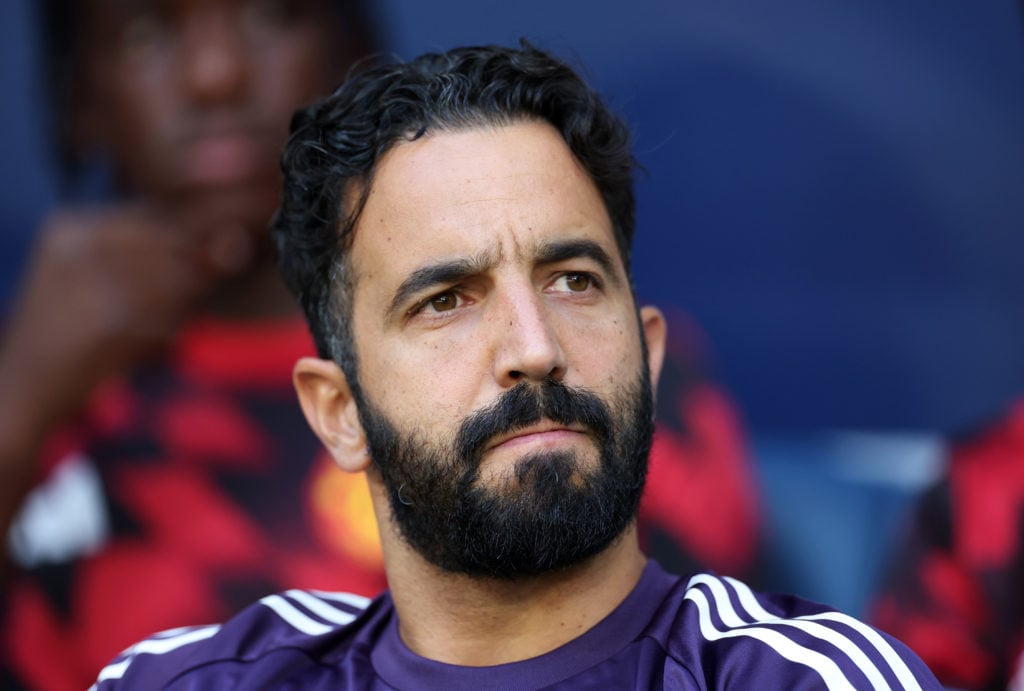 Manchester United manager Ruben Amorim looks on prior to the pre-season friendly match between Manchester United and Leeds United at the Strawberry Arena in 2025 in Solna, Sweden.