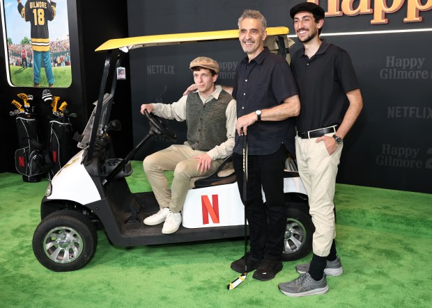 NEW YORK, NEW YORK - JULY 21: John Turturro (C) and Diego Turturro (R) attend Netflix's "Happy Gilmore 2" New York Premiere at Jazz at Lincoln Center on July 21, 2025 in New York City. (Photo by Jamie McCarthy/Getty Images)