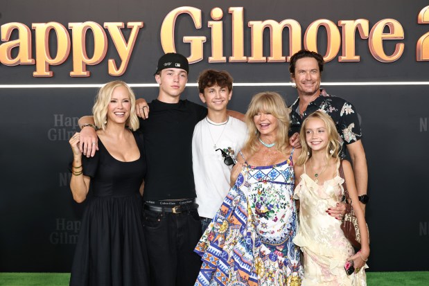 NEW YORK, NEW YORK - JULY 21: (L-R) Erinn Hudson, Wilder Brooks Hudson, Bodhi Hawn Hudson, Goldie Hawn, Oliver Hudson, and Rio Laura Hudson attend Netflix's "Happy Gilmore 2" New York Premiere at Jazz at Lincoln Center on July 21, 2025 in New York City. (Photo by Jamie McCarthy/Getty Images)