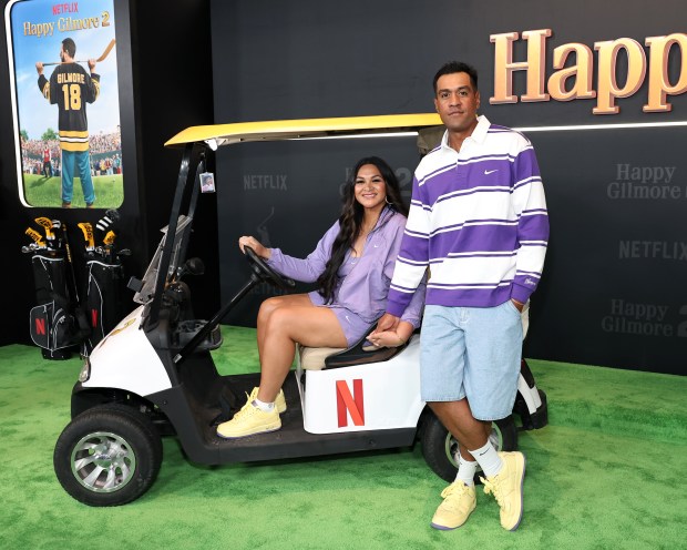 NEW YORK, NEW YORK - JULY 21: (L-R) Alayna Finau and Tony Finau attend Netflix's "Happy Gilmore 2" New York Premiere at Jazz at Lincoln Center on July 21, 2025 in New York City. (Photo by Jamie McCarthy/Getty Images)