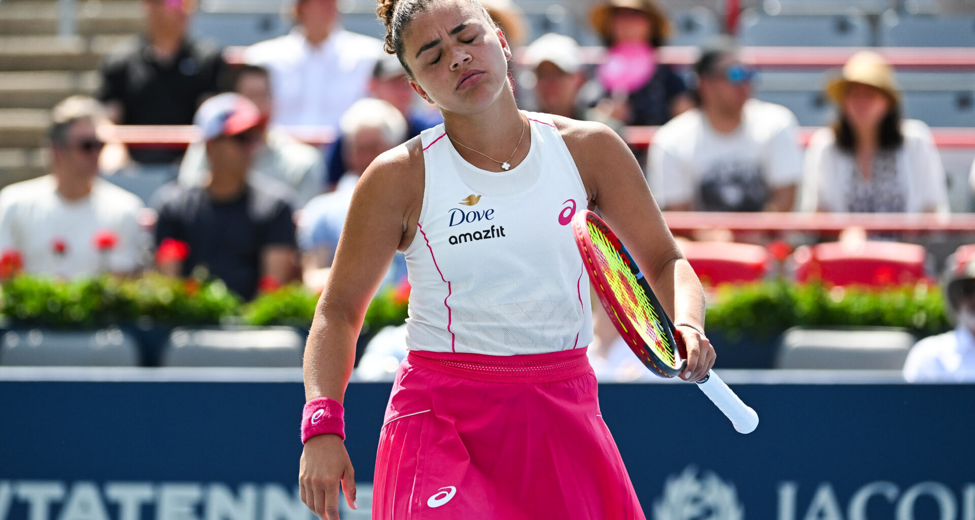 Jasmine Paolini reacts after setting unwanted personal record during shock Canadian Open loss