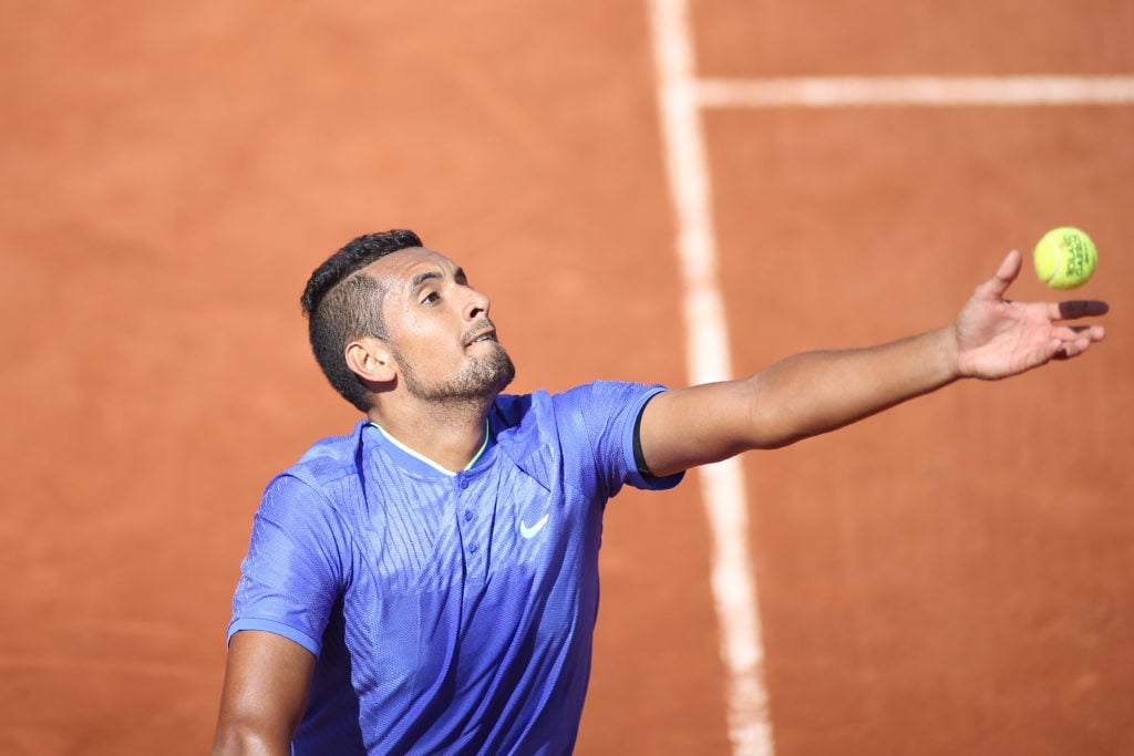 Nick Kyrgios in action at the 2017 French Open tournament