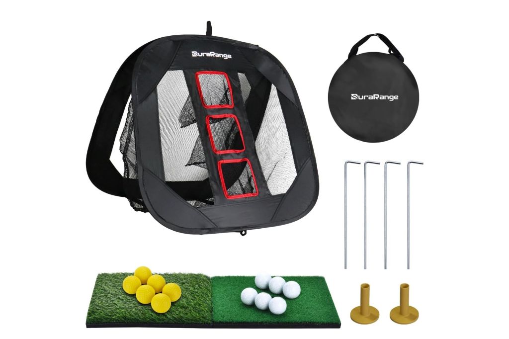 A golf net and accessories for home use.