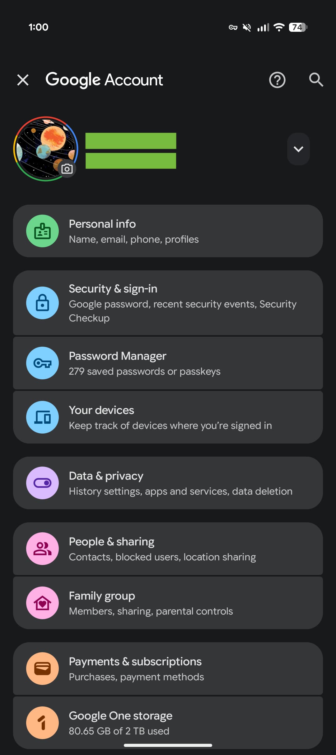 Google Account Expressive redesign