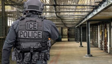 ICE agent in a detention center