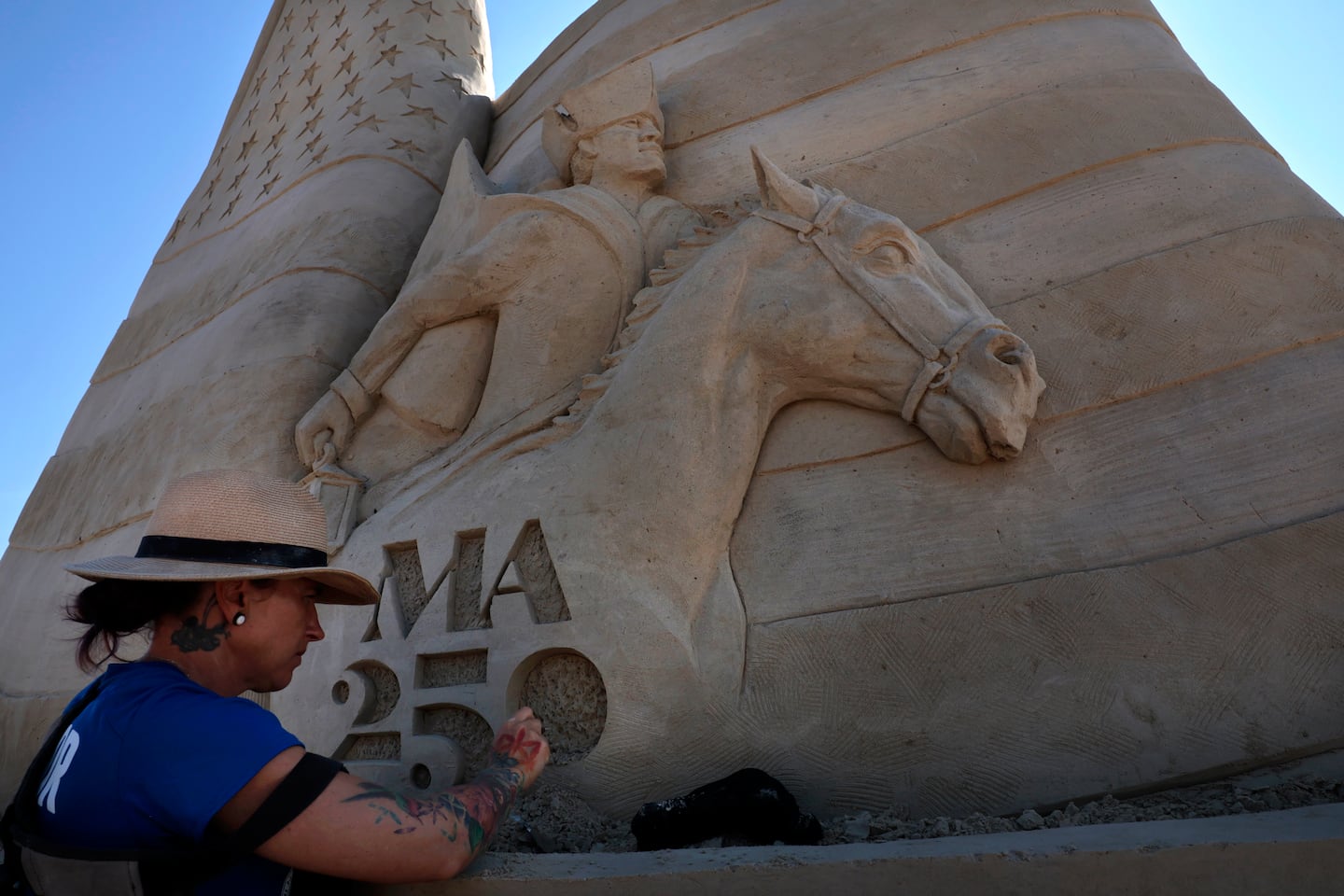 Sculptor Melineige Beauregard worked on, “Revolutions Start Here.”