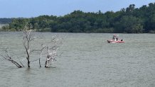 Eight agencies are searching near Lake Lavon's Bratonia Park for the kayaker reported missing Saturday. 