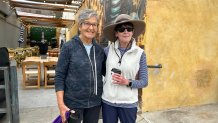Stephanie Shapiro (left) and her friend, Barbara, visited The French Gourmet, Sunday morning, for coffee and croissants, July 20. 2025.