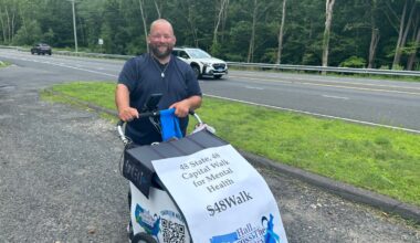 Man walking across the U.S. stops in CT as he advocates for mental health – NBC Connecticut
