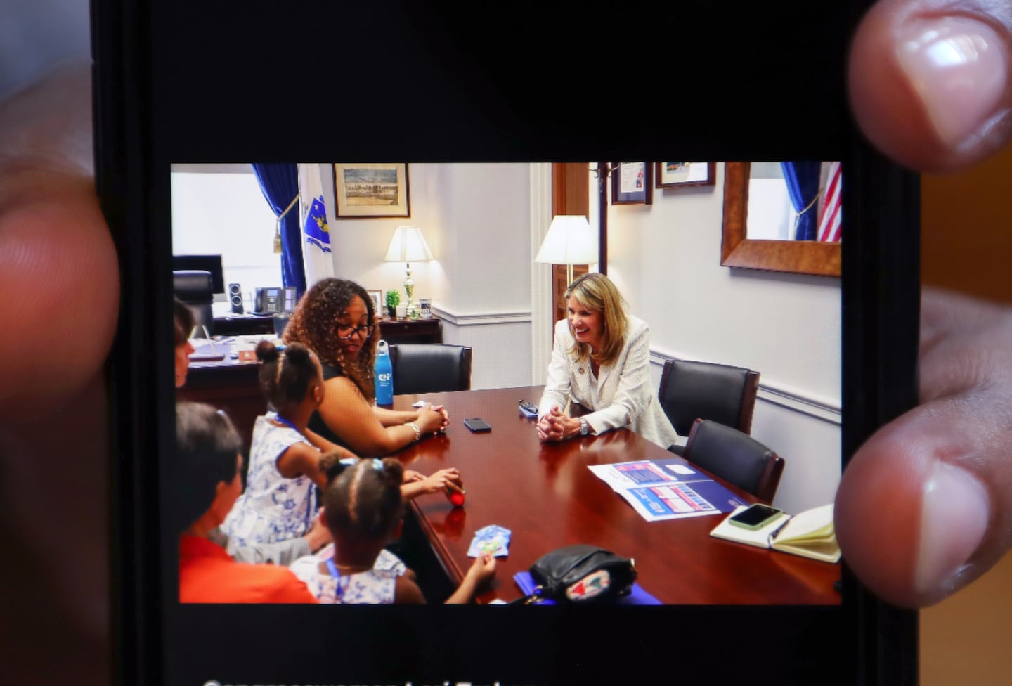  Diana Cortes showed a photo taken while she and her daughters Layla and Arya visited Massachusetts Representative Lori Trahan in Washington. 
