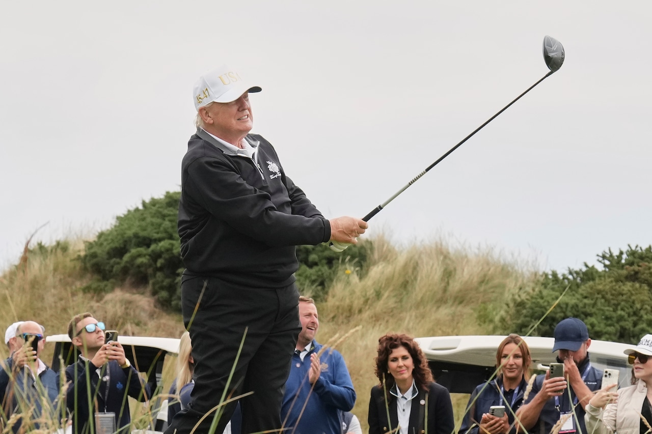 Trump touts new Scotland golf course after claiming bigger priorities than golf