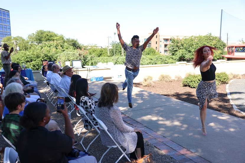 Fabian Herrera of the Herrera Dance Project performs during a memorial gathering for Santos...