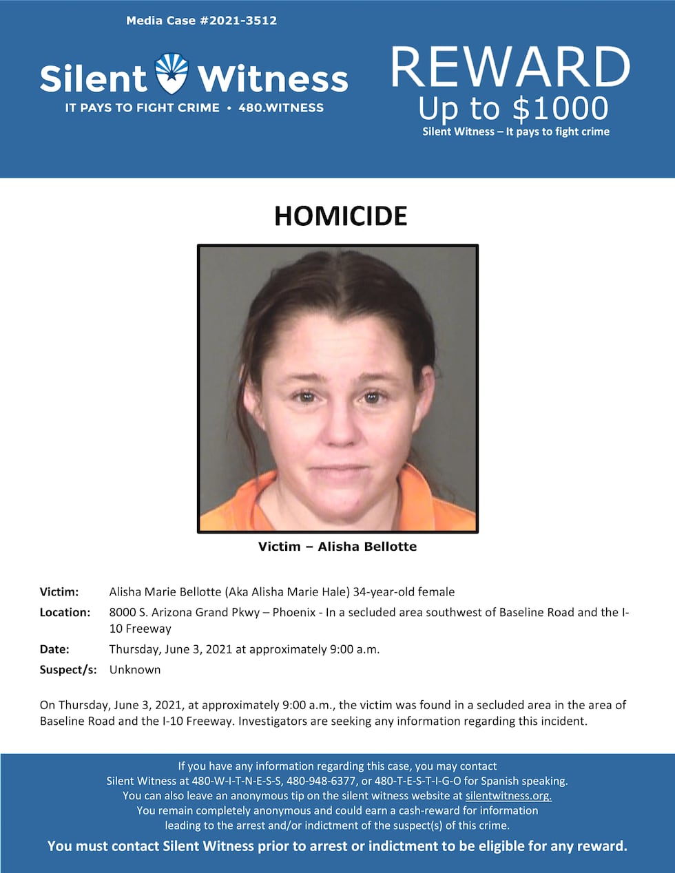 Police say Hale was shot and killed on June 3, 2021, and her body was left in a desert area...