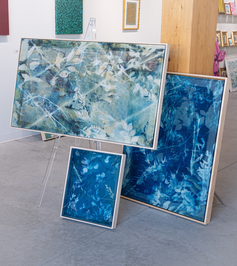 A collection of Kristen Abbott cyanotypes in the studio