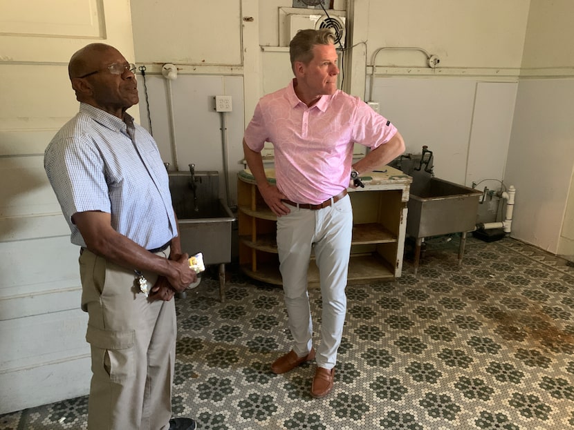 Cornerstone Baptist Church Pastor Chris Simmons, at left, and Rees-Jones Foundation Senior...