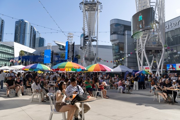 Crowds gather to watch comedy performances and cooking demos on...