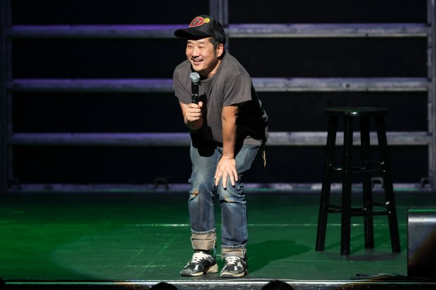 Comedian Bobby Lee performs onstage at the Peacock Theater at...