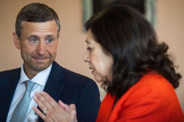 Democratic National Committee Chair Ken Martin listens to Los Angeles...