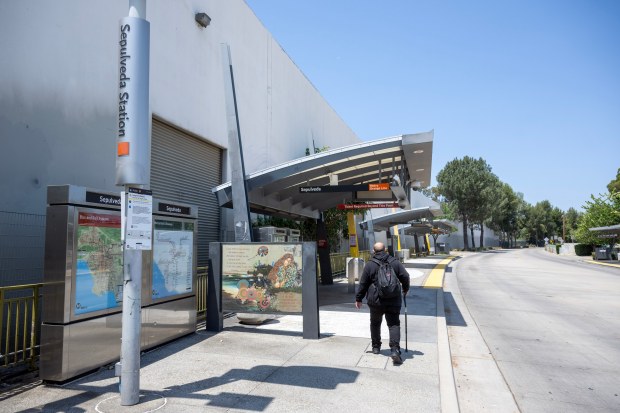 People at the Sepulveda Station G Line station in Van...