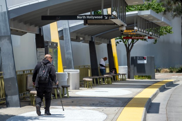 People at the Sepulveda Station G Line station in Van...