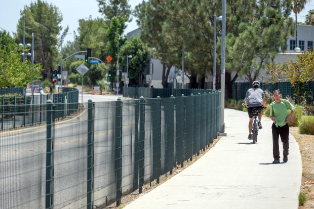 A man makes his way to the Sepulveda Station G...