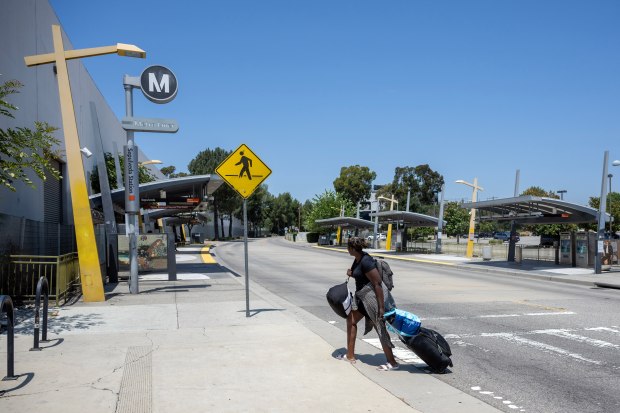 People at the Sepulveda Station G Line station in Van...