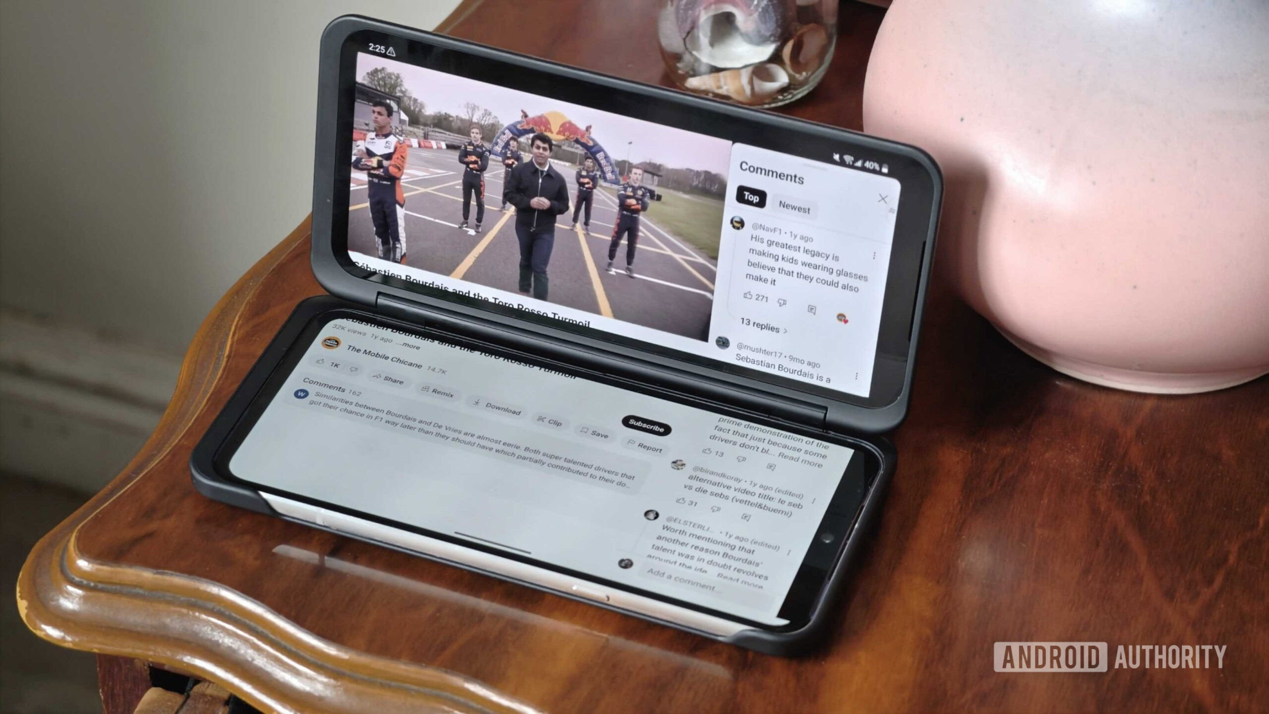 LG V60 dual screen case YouTube landscape