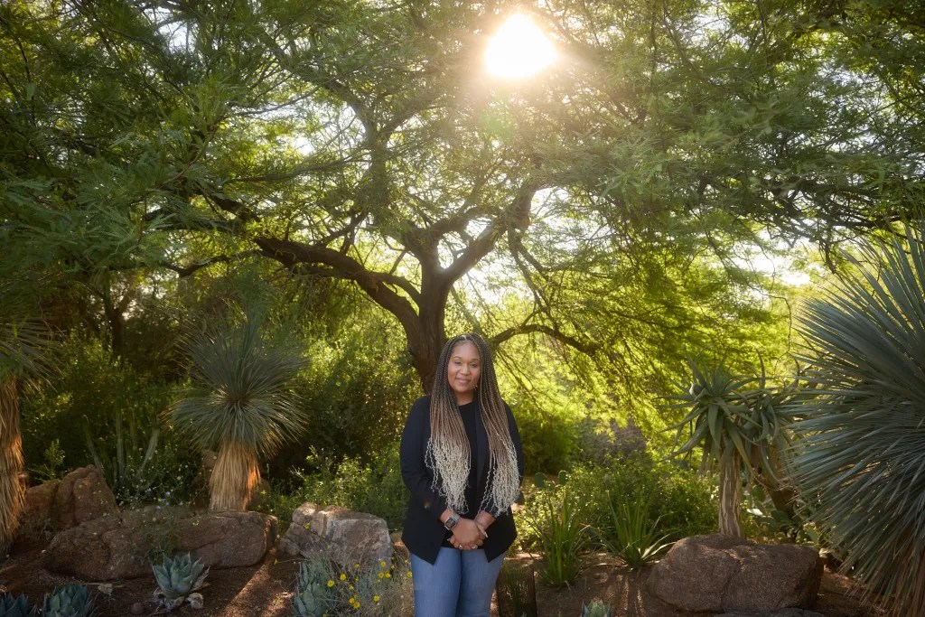 Portrait of Dionne Washington at the desert botanical garden