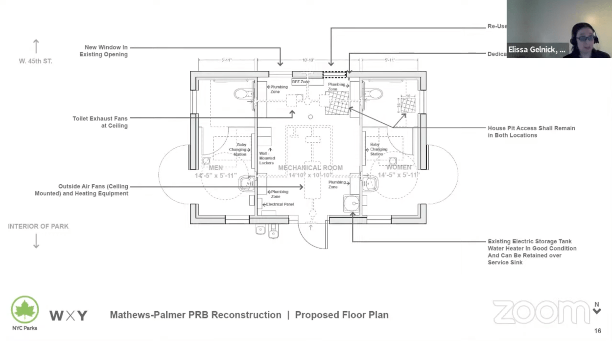 Floor plan of proposed Mathews-Palmer Playground bathroom renovation