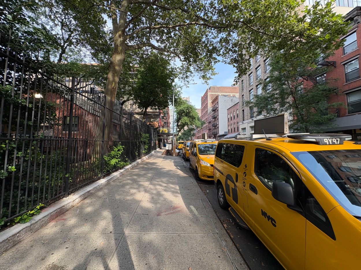 Taxis outside Mathews-Palmer Playground