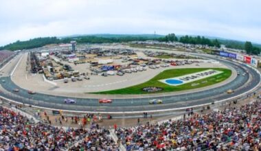 The NASCAR Cup Series field racing around “The Magic Mile” at New Hampshire Motor Speedway on June 23, 2024.