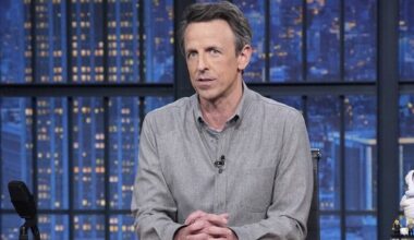 LATE NIGHT WITH SETH MEYERS -- Episode 1659 -- Pictured: Host Seth Meyers during the monologue on June 5, 2025 -- (Photo by: Lloyd Bishop/NBC)