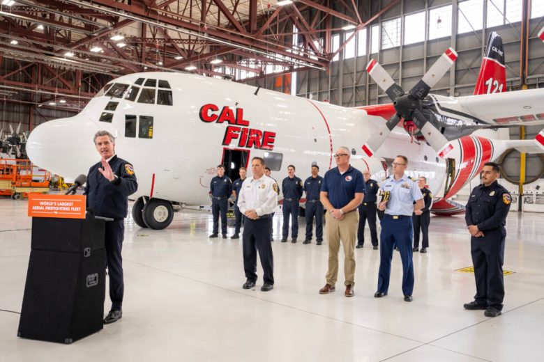 Gavin Newsom with air tanker