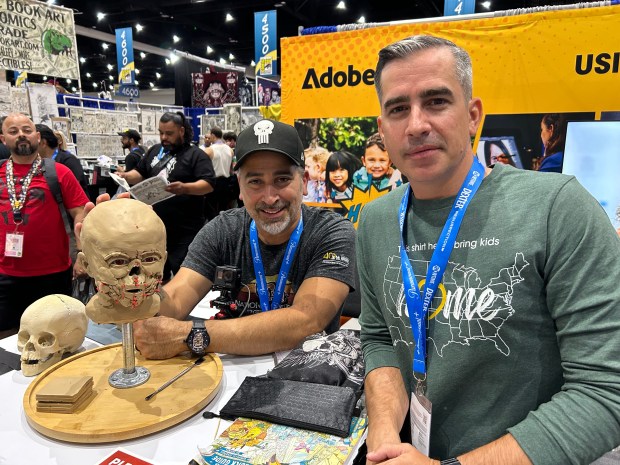 Forensic sculptor Joe Mullins and Callahan Walsh of the National...