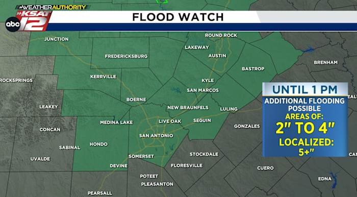 Flood Watch continues Sunday for Hill Country, San Antonio, and Central Texas