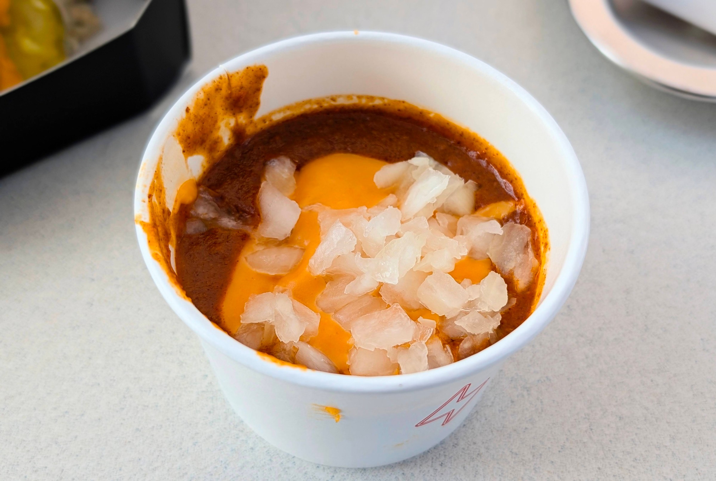 Wagyu chili with onions.