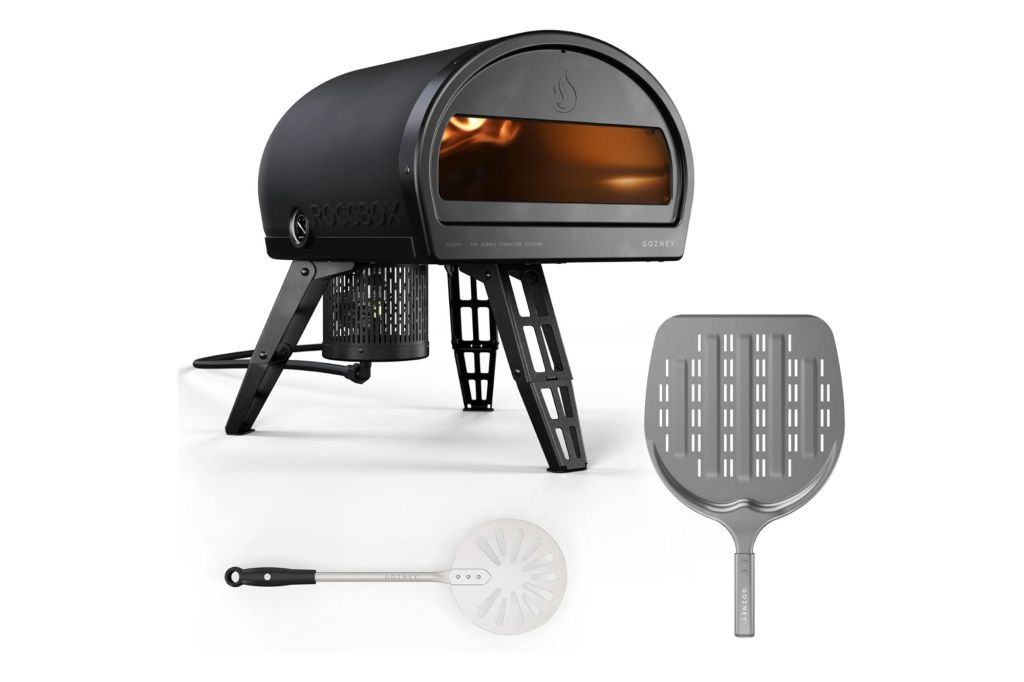A pizza oven and accessories.