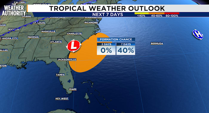 Latest tropical update moves area of development off Florida’s east coast