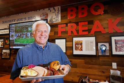 Perhaps the "BBQ FREAK" sign fits Garland man Greg Artkop, who is touring all over Texas...